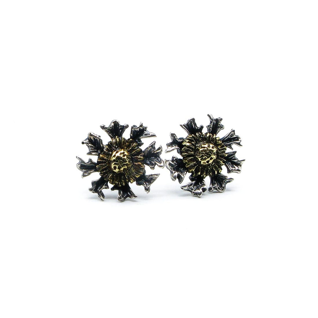 Pendientes Eguzkilore de plata 925 reciclada hecho a mano con diseño moderno unisex