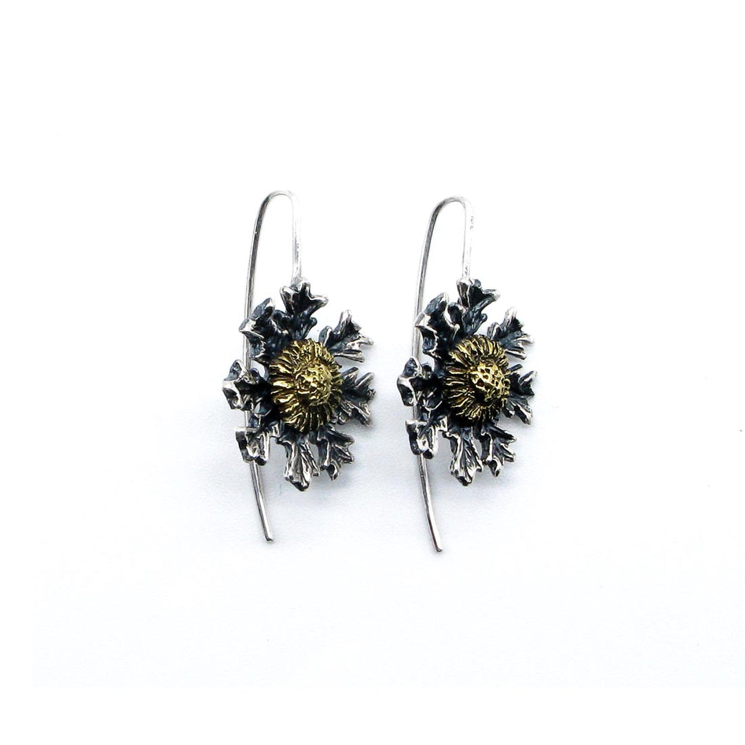 Pendientes Eguzkilore de plata 925 reciclada hecho a mano con diseño moderno unisex