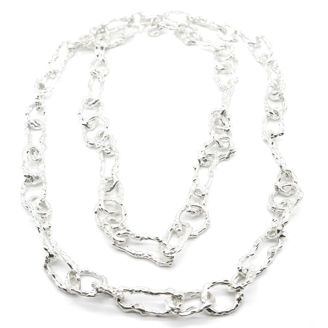 Cadena eslabones de plata 925 reciclada hecho a mano con diseño contemporáneo unisex
