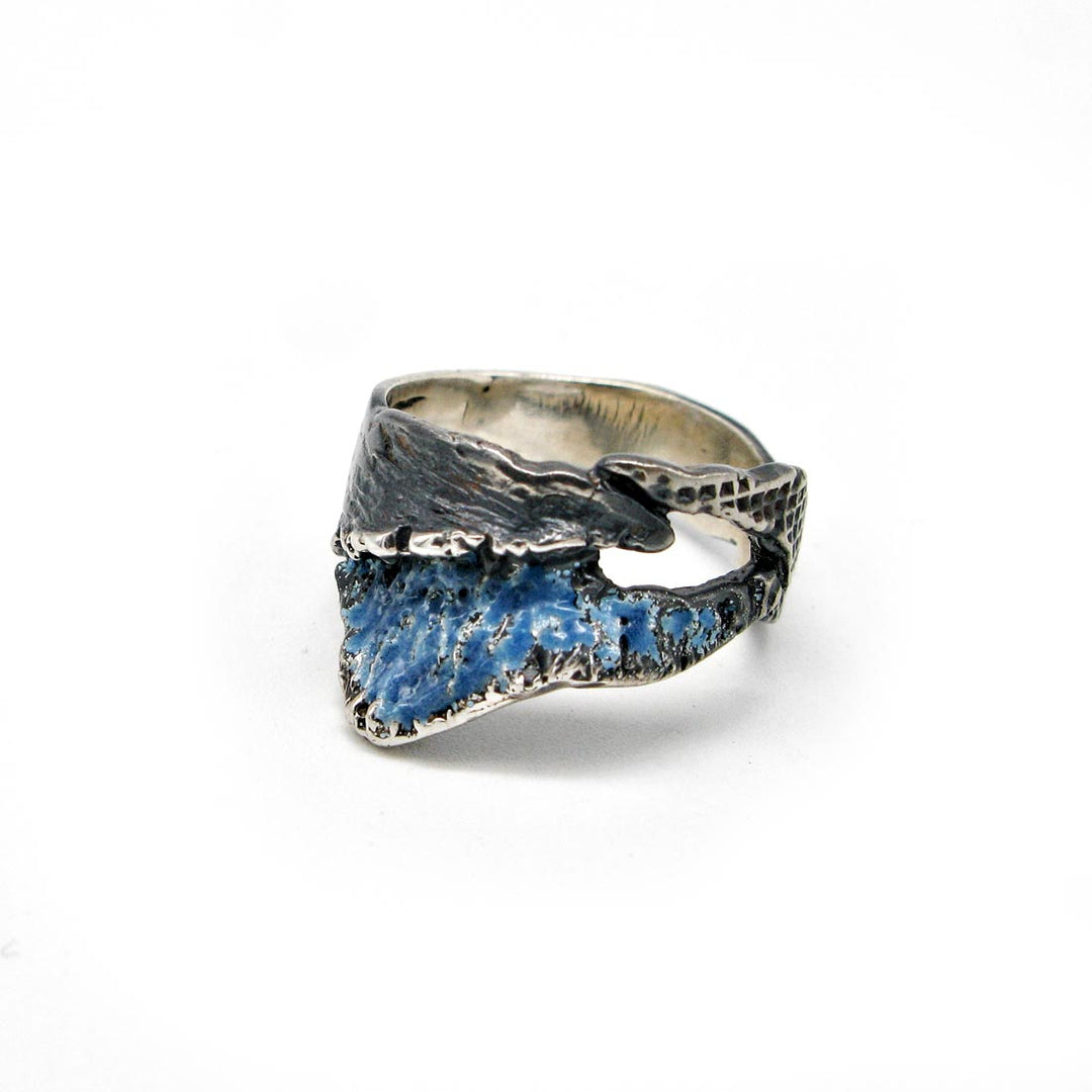 Anillo de plata 925 reciclada hecho a mano con diseño orgánico unisex