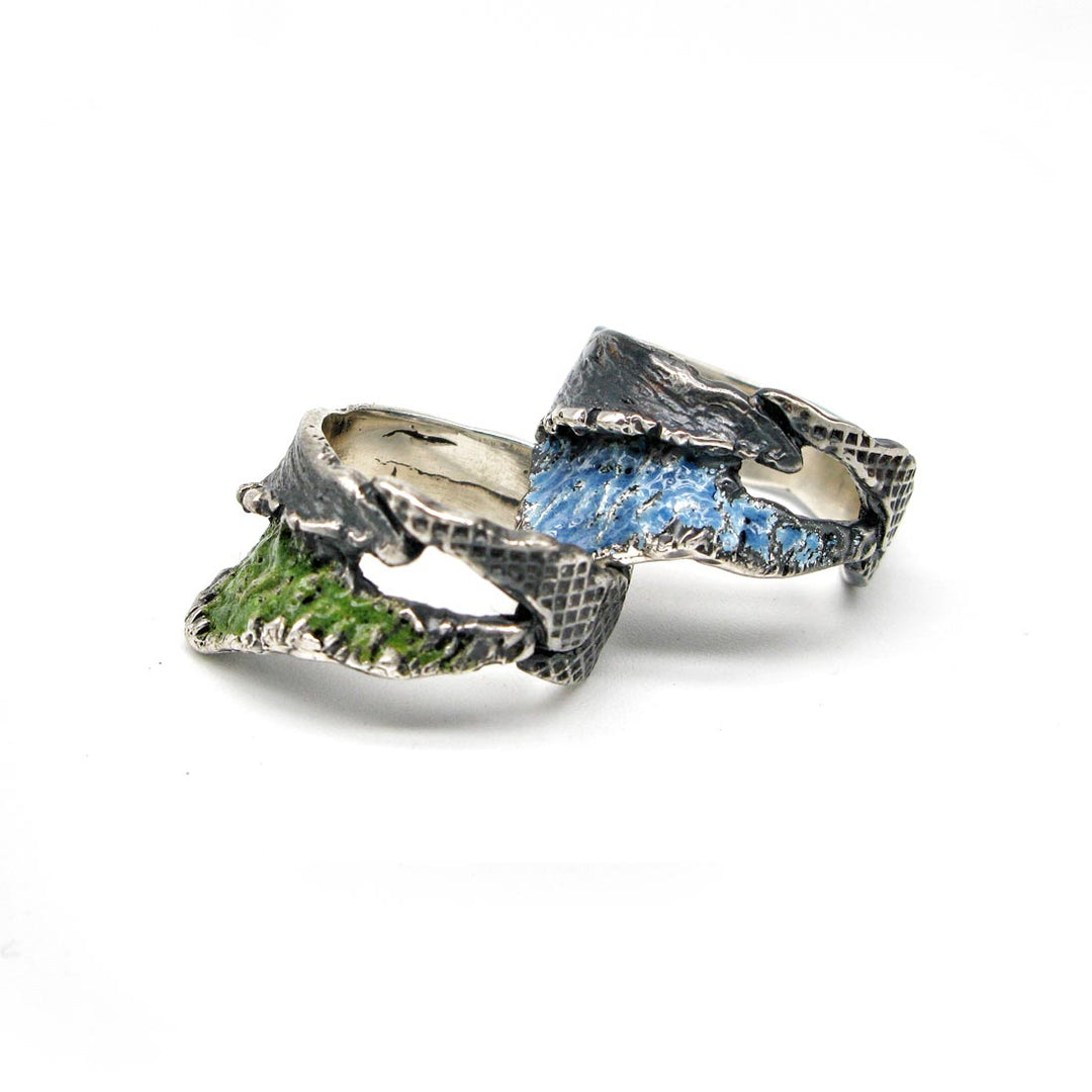 Anillo de plata 925 reciclada hecho a mano con diseño orgánico unisex