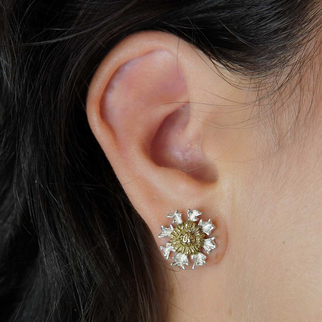 Pendientes Eguzkilore de plata 925 reciclada hecho a mano con diseño moderno unisex