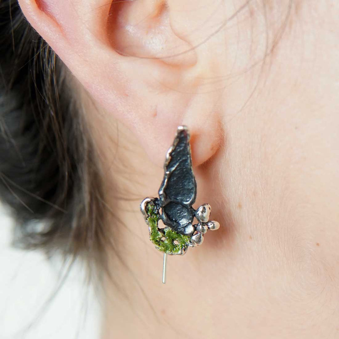 Pendientes de plata 925 reciclada hecho a mano con diseño orgánico mujer