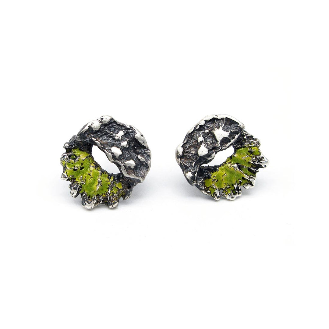 Pendientes de plata 925 reciclada hecho a mano con diseño orgánico mujer