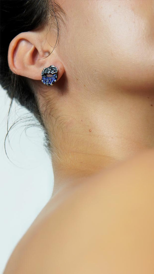 Pendientes de plata 925 reciclada hecho a mano con diseño orgánico mujer