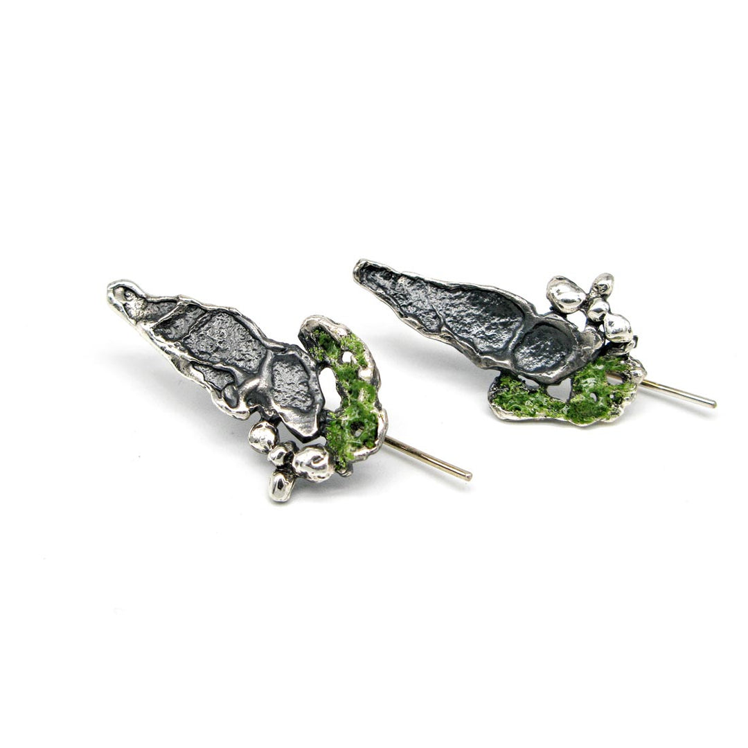 Pendientes de plata 925 reciclada hecho a mano con diseño orgánico mujer