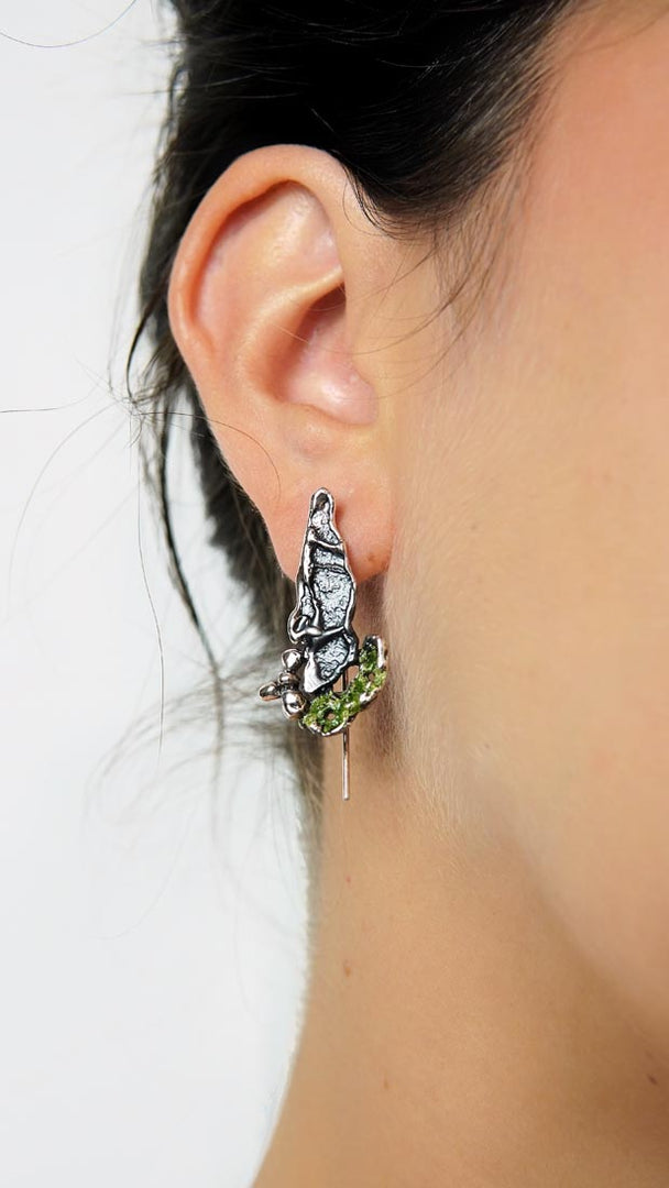 Pendientes de plata 925 reciclada hecho a mano con diseño orgánico mujer