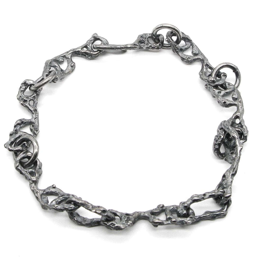 Pulsera eslabones de plata 925 reciclada hecho a mano con diseño contemporáneo unisex