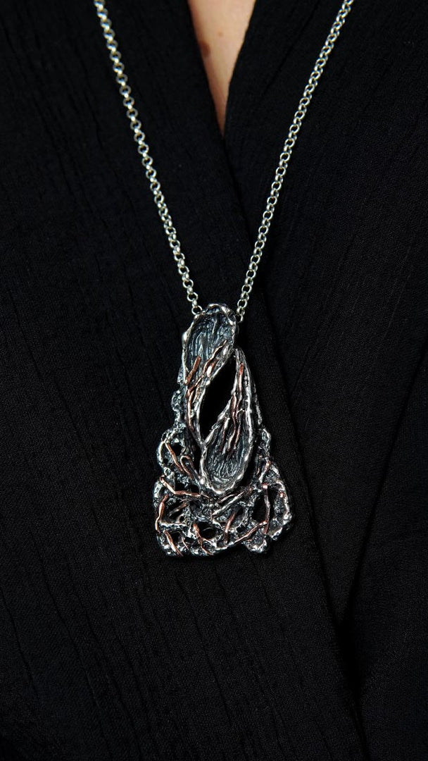 Volcano. silver pendant