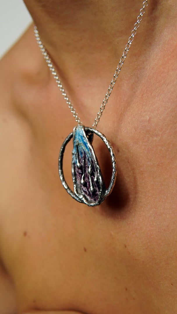 Lava sea. silver pendant