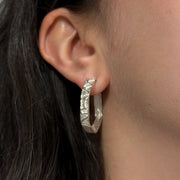 Pendientes aro de plata 925 reciclada hecho a mano con diseño contemporáneo unisex