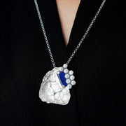 Colgante único de plata 925 reciclada y piedra preciosa hecho a mano con diseño moderno unisex